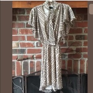 NWT Vintage Style Plaid Dress Flutter Sleeves